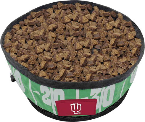 NCAA INDIANA HOOSIERS Collapsible Dog Travel Bowl - Food and Water Bowl for Dogs & Cats - Portable Leak-Proof Pet Bowl