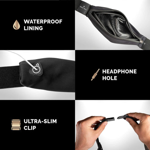 Slim Running Belt: Fits ALL Phones, Runners Fanny Pack, Money Belt, Waist Bag Workout Gear for Men & Women, Fishing Belt