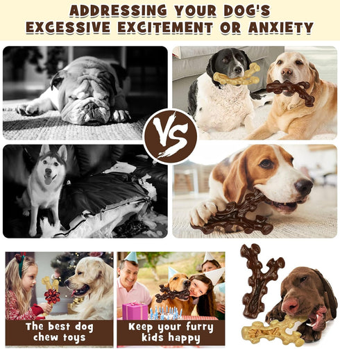 2 Pack Dog Chew Toys for Aggressive Chewers, Tough Indestructible Dog Bones for Medium/Large Breeds