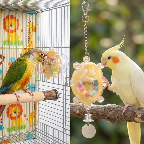 Hpmjz 2 Pcs Bird Toys for Parakeets, Colorful Spin Wheel Toy, Interactive Bird Educational Toy for Small Birds Bird