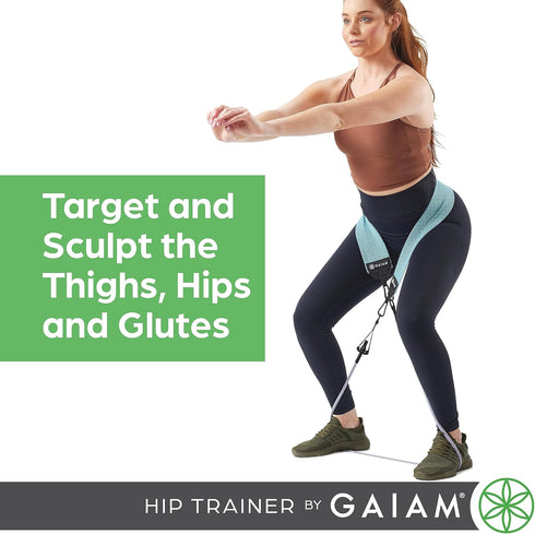 Gaiam Squat Band & Hip Trainer Set, Fabric Resistance Band with 3 Adjustable Tubes, Home Gym Equipment