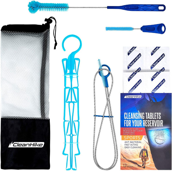 Reservoir Hydration Bladder Cleaning Kit - 6-In-1 Cleaning Kit with Brushes, Cleansing Tablets & Carry Pouch