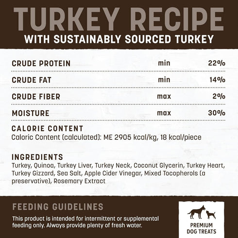 Air-Dried Turkey Recipe Jerky Strips Dog Treats, 4 oz. Bag by Earth Animal Wisdom