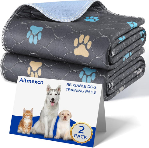 2PCS 100% 54'' 54'' Aitmexcn Washable Puppy Dog Pee Pad, Waterproof Whelping Training Mat for Puppy/Senior Dog, Fast