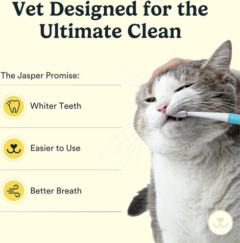 2 2-Pack, Jasper Microbrush Vet Approved Cat Toothbrush, Soft-Bristled Toothbrush Kit for Felines & Small Dogs