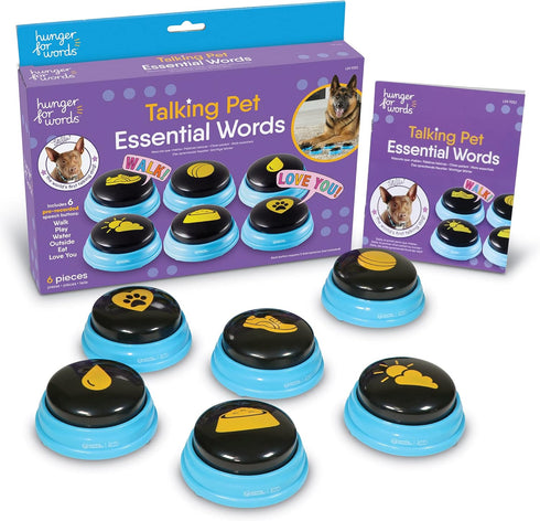 Hunger For Words Talking Pet Essential Words - 6 Piece Set of Pre-Recorded Speech Buttons for Dogs