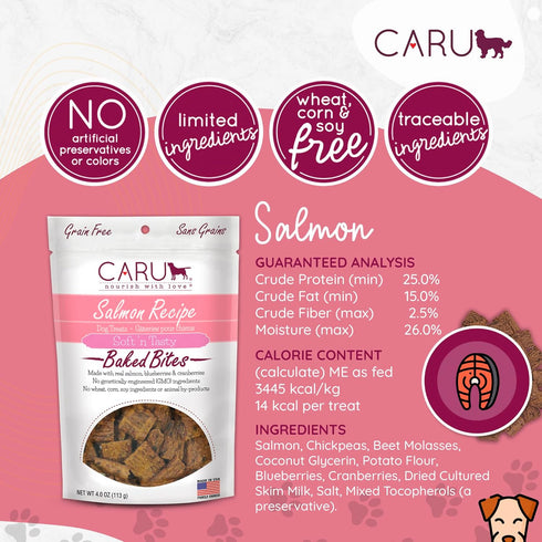 CARU Soft 'n Tasty Baked Bites, Salmon Bites Dog Treats, Flavorful Training Treats, 4 oz