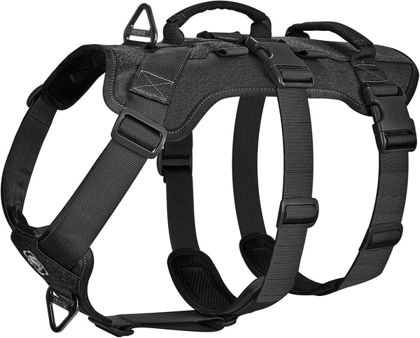 OneTigris Escape Proof Dog Harness, Tactical No Pull Harness for Large Dogs, Multi-Use Support with Handles