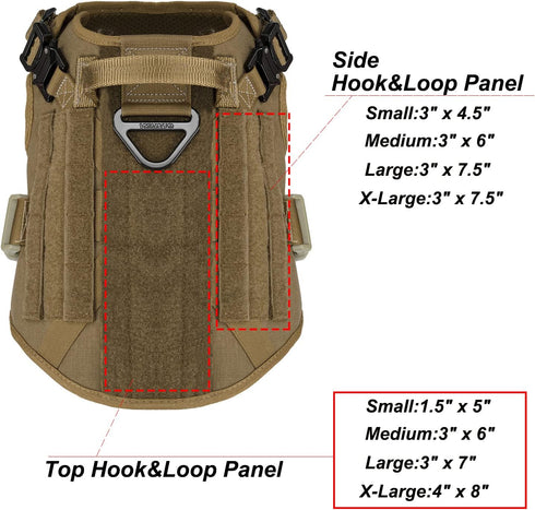 ICEFANG Tactical Dog Harness, Medium Size, 2X Metal Buckle, Working Dog MOLLE Vest with Handle, No Pulling Clip