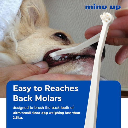 15 3EA MIND UP Dog Toothbrush with Micro Head, Angled Handle for Ultra-Small Dogs, Pet Toothbrush for Back Teeth