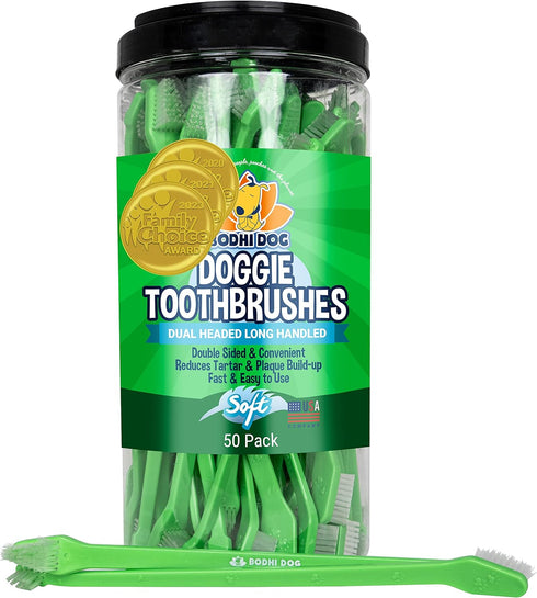 Bodhi Dog Dual-Headed Toothbrush for Dogs & Cats - Soft Bristles for
