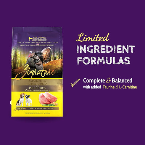 Zignature Turkey Limited Ingredient Formula Small Bites Dry Dog Food, 4lb