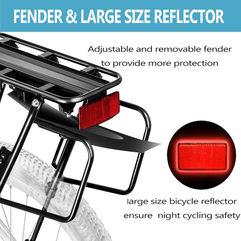 Rear Bike Rack, 310 LB Capacity Cargo Rack with Fender & Reflective, Quick Release for Mountain Road Bicycles