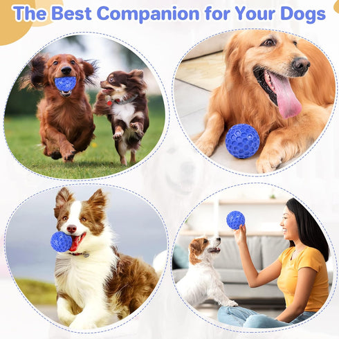 Indestructible Squeaky Dog Ball, Relieves Anxiety, Cleans Teeth, Interactive Chew Toy for Large Breeds, Outdoor