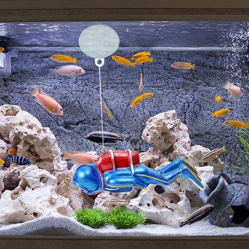 WishLotus Fish Tank Diver Decoration - Resin Aquarium Floating Ornament for Realistic Small Diver Landscaping (Blue)