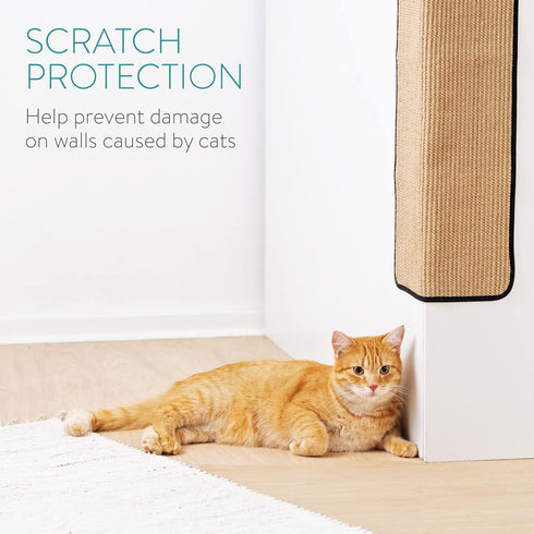 Navaris Sisal Cat Scratcher Mat - 12.6x23.6 Cat Scratch Pad for Wall, Indoor Cats Scratching Protector for Corners