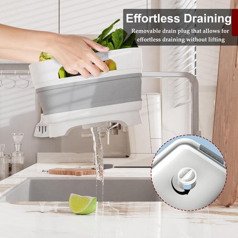 2.4 Plug,9L MontNorth Gal Collapsbile Wash Basin with Drian Dish Pan for Soaking Baby Bottles,Portable Sink, Multiuse