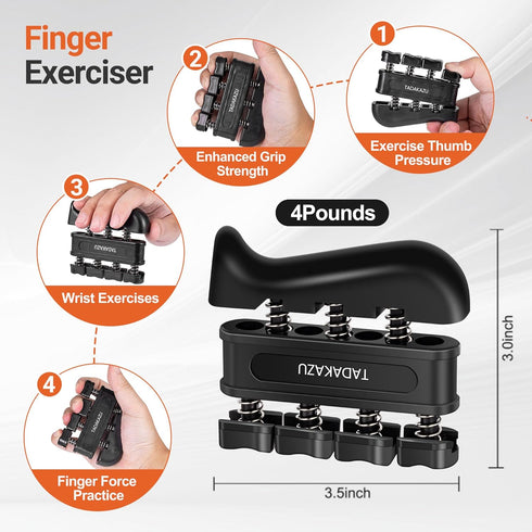 Grip Strength Trainer Kit (5 Pack) | Adjustable Resistance Hand Gripper and Forearm Workout Ring