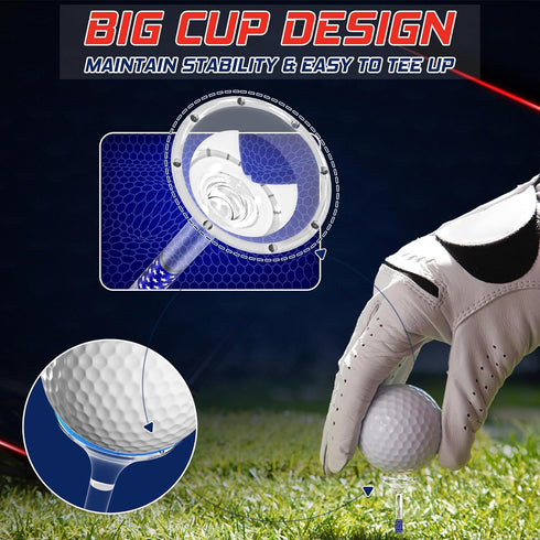 Golf Tees 3 1/4'' Unbreakable Transparent Acrylic, Long Golf Tees Bulk with Big Cup & 8 Prongs, 50 Pack