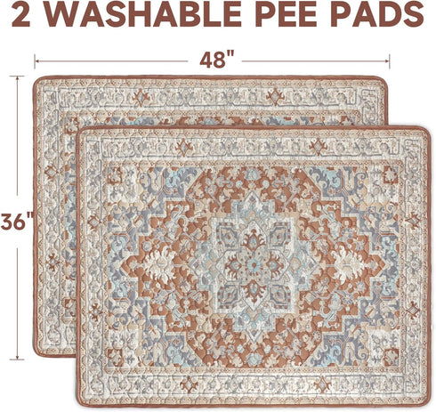 2 Pack, 2026 36"x48" Washable Pee Pads for Dogs Puppy Pads with Pheromones, Upgraded PuppyPad Super Absorbent