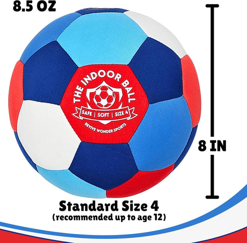 The Indoor Ball | Soft & Safe Indoor Soccer Ball, Size 4 for Silent Dribble, Juggling, and Training