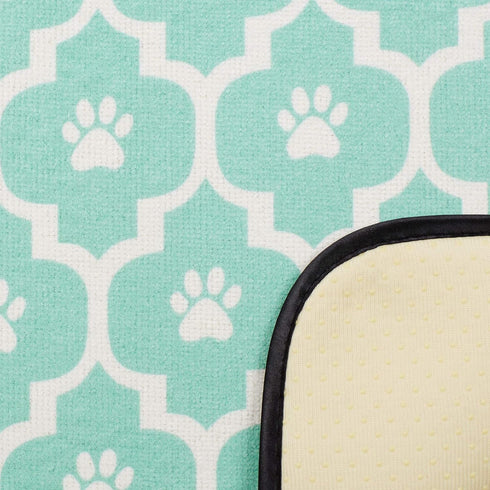 Bone Dry Ultra Absorbent Pet Mat - Machine Washable, 12x18, Aqua/Off-White Lattice