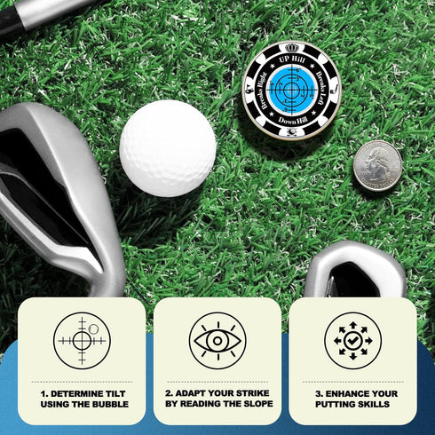 2 Pack Golf Green Reader, Ball Marker for Putting Green with High Precision Horizontal Bubble, Golf Accessories Putt