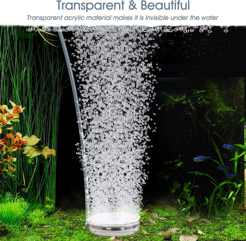 hygger Air Stones for Aquariums, Ultra Silent Bubble Stone Kit with Air Tube, Transparent Acrylic Fish Tank Diffuser
