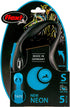 Flexi New Neon Tape Blue Small 5m Retractable Dog Leash for Dogs Up to 15kgs/33lbs