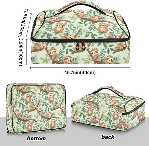 ALAZA Insulated Casserole Carrier for Hot or Cold Food, Cute Baby Sloths Relaxing Food Carrier for Potluck Cookouts