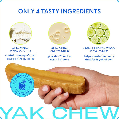 Native Pet Yak Cheese Himalayan Dog Chews, Long Lasting Dental Sticks for Medium Breeds, 100% All Natural, 3 Per Pack