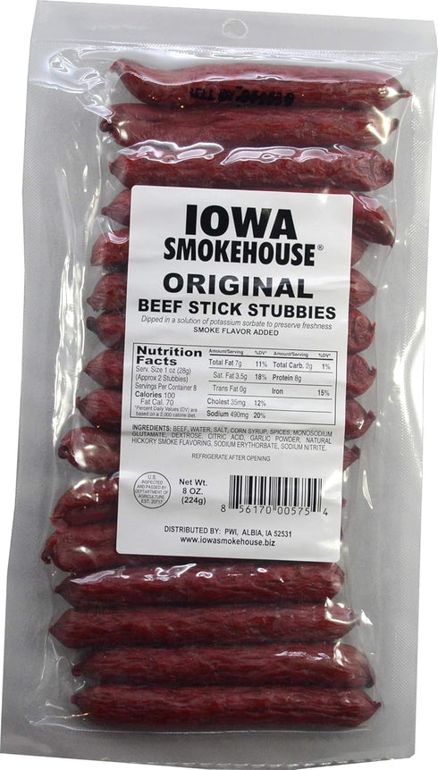 Iowa Smokehouse Stick Beef STUBBIES Orig 8OZ IS-8BSTO