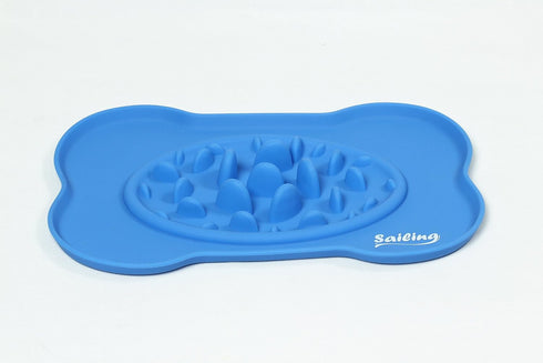 Sailing Silicone Dog Pet Fun Slow Feed Bowl, Anti Choke Food Water Bowl, BPA Free (Blue)