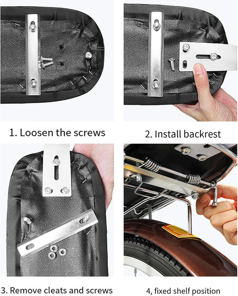 Set hatleues Extra Wide Bike Back Seat Cushion Bike Seat with Backrest Bike Armrest Footrest Handrail Pedals Kids Child