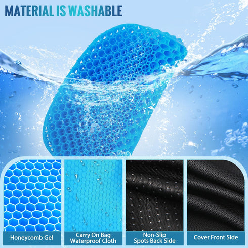 Kayak Seat Cushion with Storage Bag, Anti Slip Gel Waterproof Thick Pad for Kayak, Office Chair, Car, Fishing Cushion