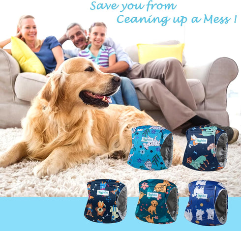 Bands5 Pack Leekalos Male Dog Diapers, Dog Belly Bands for Male Dogs Wraps Washable Doggie Diapers High Absorbing Dog