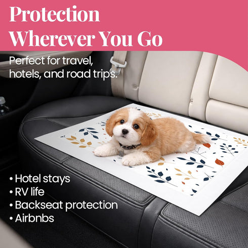 23x23 (100 Count) Pupiboo Disposable Dog and Cat Training Pads Leaves Pattern, Highly Absorbent Pee Pads, Leak Proof