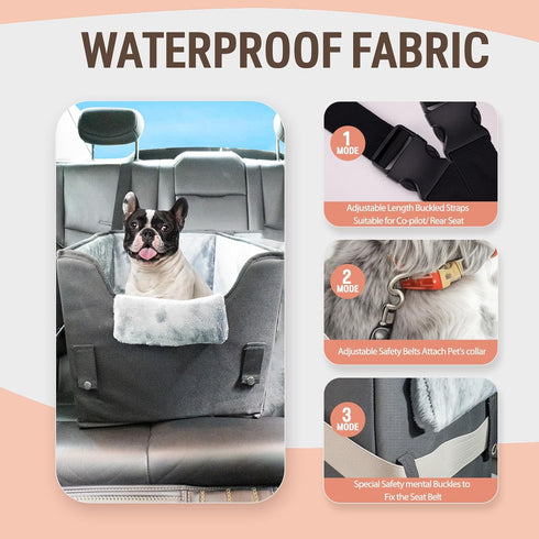 25lbs Dog Car Seat for Small Dogs or Medium Size Dog Portable Car Booster Seat for Dogs with Harness and Thick Cushion