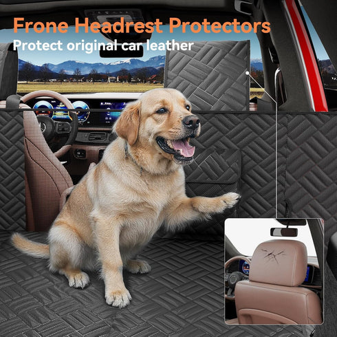 Wexyldra Dog Car Seat Cover for Back Seat- Heavy Duty Waterproof- Hard Bottom Backseat Extender Fits Sedan SUV & Small