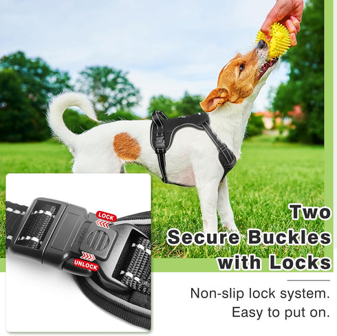WINSEE Dog Harness No Pull with Collar, Adjustable Reflective Oxford Vest, Front/Back Leash Clips for All Dog Sizes