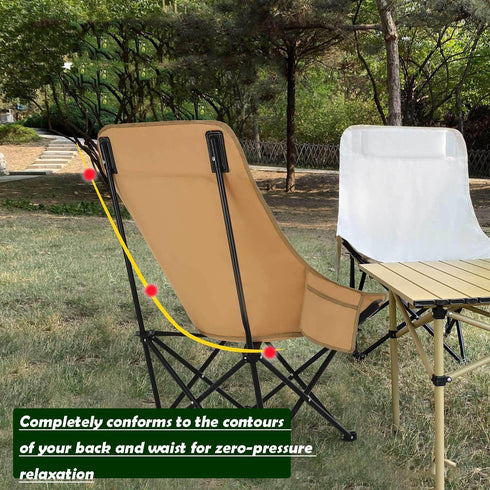 264 lbs Portable Camping Chair, High Back, Lightweight Collapsible, Moon Chair Design, Capacity (Green)