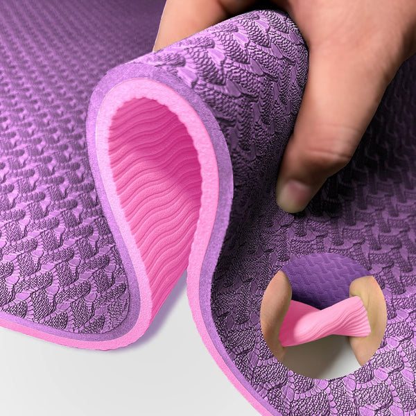 QMKGEC Yoga Mat 1/3 inch, 8mm TPE Non-Slip Extra Thick Eco-Friendly Exercise Mats for Yoga Workout Pilates for Men Women