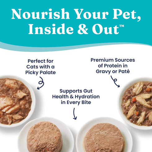 Solid Gold Wet Cat Food Variety Pack - Pate & Shreds in Gravy with Real Chicken, Tuna & Mackerel - 12 Pack