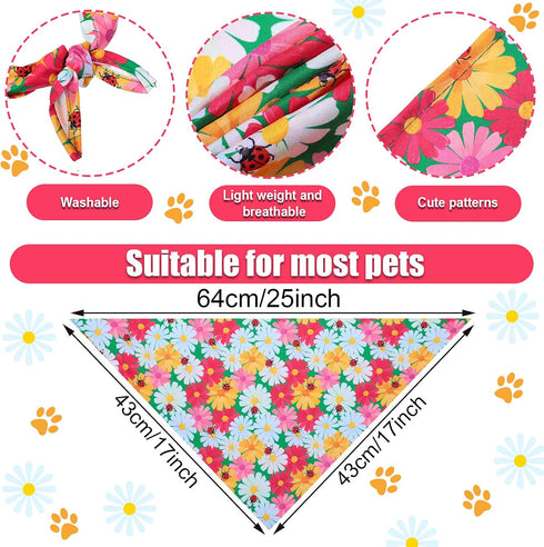 Weewooday 8 Pieces Dog Bandanas, Summer Flower Print Triangle Bibs Floral Puppy Scarf Accessories for Dogs Cats