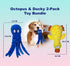 Squeaky Dog Toys for Small, Medium, and Large Breeds, Tough Durable Soft Crinkle Plush Puppy Toys (Octopus+Ducky) 2 Pack