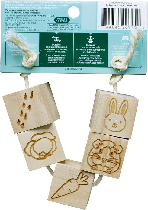 Oxbow Enriched Life Ox Blocks, Natural Wood Chew Toy for Rabbits, Guinea Pigs, and Hamsters, Promotes Dental Health