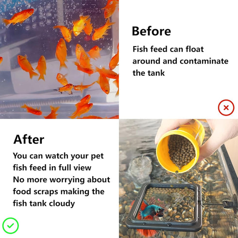 FREESEA Fish Feeding Ring for Aquarium - Square Betta Floating Feeding Ring for Fish Tank