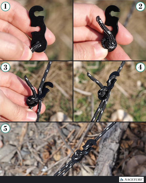 Rope Tensioner (Black 40 Pack), Aluminum Alloy Camping Tent Guyline Cord Adjuster for Hiking, Backpacking, Ultralight