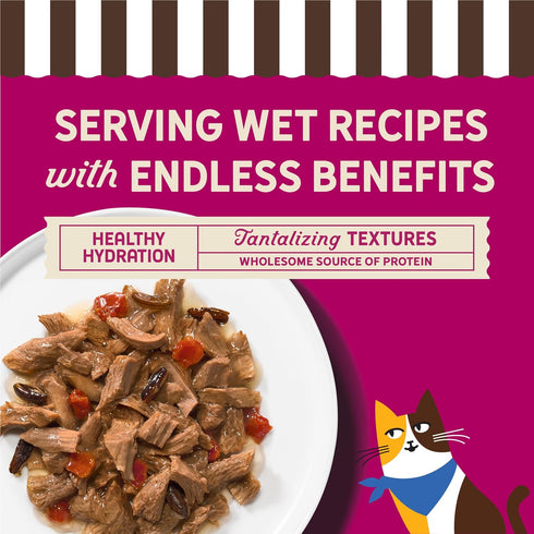 Simmered (Pack 24) 3 oz. Merrick Purrfect Bistro Beef, Tomato and Wild Rice Recipe Grilled Natural Wet Cat Food