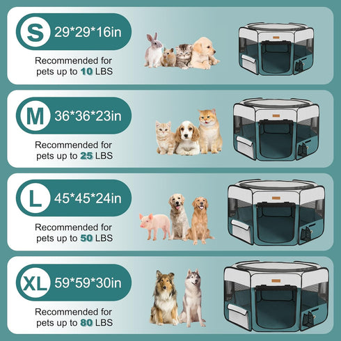 Dog Playpen, Portable Pet Play Pen for Cat, Puppies, Rabbits, Chickens, Foldable Large-Capacity Pet Tent